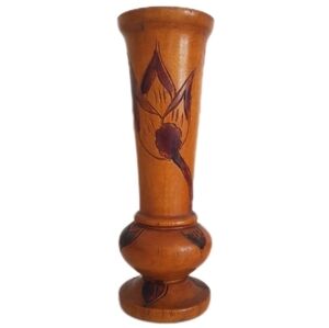 1960s Haitian Hand Carved Wood Vase Boho